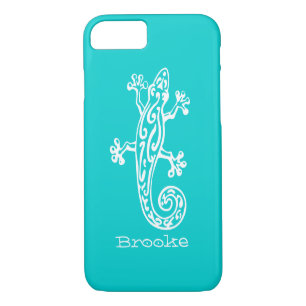 Gecko reptile blanc & nom d'aqua iPhone 7 coque