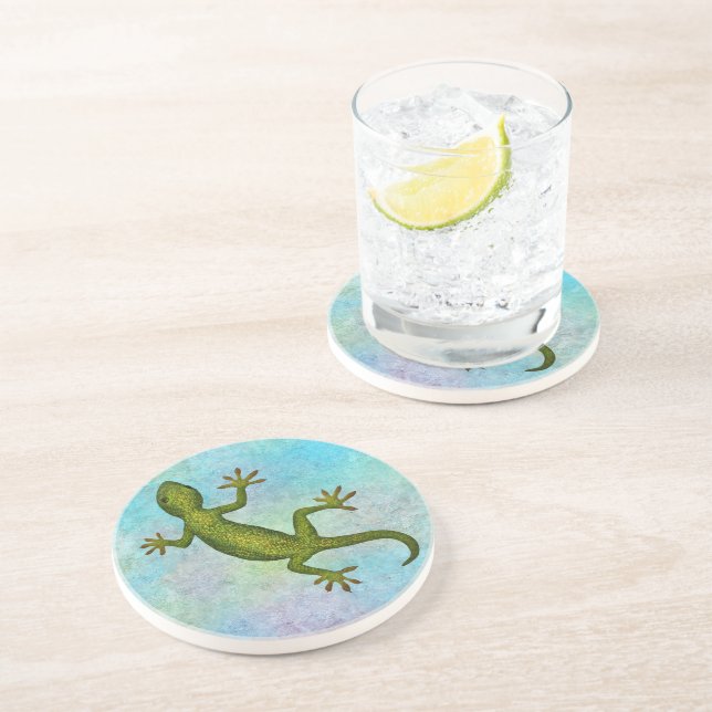 Gecko Sandstein Untersetzer (Seite)