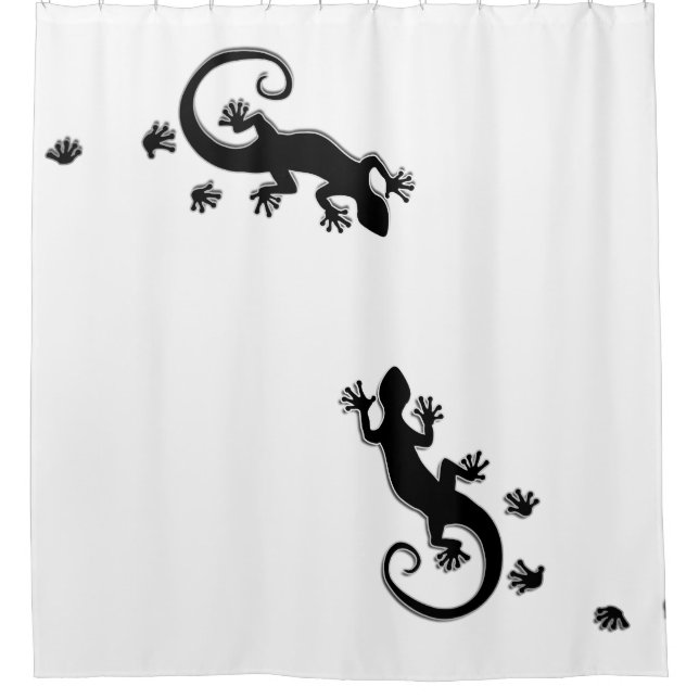 Gecko schwarz laufen + Ihr Hintergrund und Ihre Id Duschvorhang (Vorderseite)