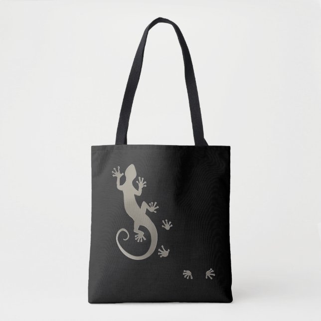 Gecko silber laufen + Ihr Backgr. Ideen Tasche (Vorderseite)