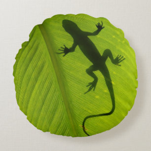 Gecko-Silhouette Rundes Kissen