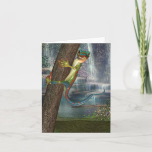 Gecko sur une carte de note d'arbre