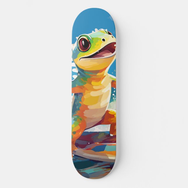 Gecko surfen und die Wellen reiten Skateboard (Vorderseite)