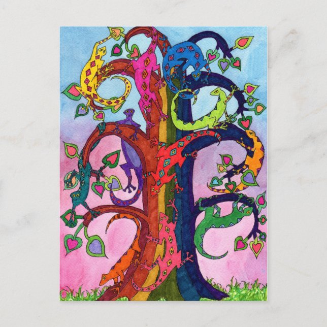 Gecko Tree of Life Postkarte (Vorderseite)