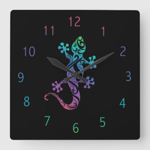 Gecko-Uhr Quadratische Wanduhr
