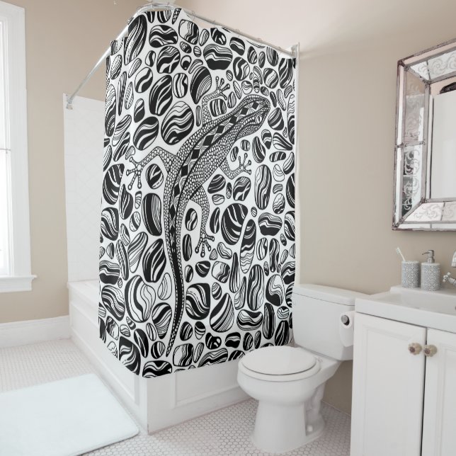 Gecko und Kies Duschvorhang (Beispiel)