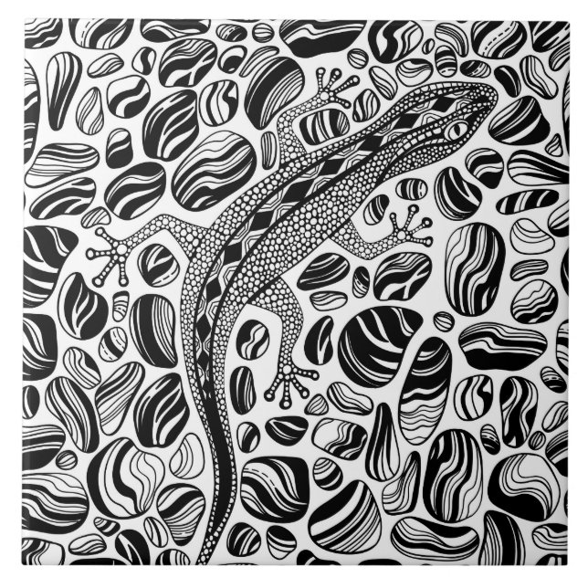 Gecko und Kies Fliese (Vorderseite)