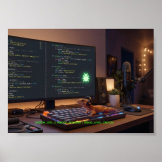 GeckoDev // Cyberpunk Debugger Universelle Station Poster
