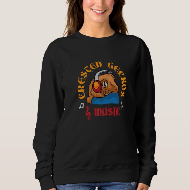 Geckos and Music Notes Musician Cute Crested Gecko Sweatshirt (Vorderseite)