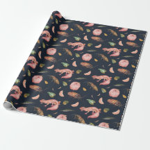Geckos and Roaches Wrapping Paper Pattern in blau