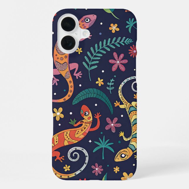GECKOS MUSTER iPhone 16 PLUS HÜLLE (Rückseite)