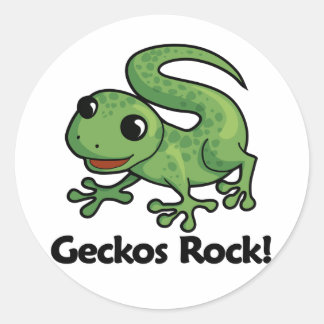 Geckos Rock! Runder Aufkleber