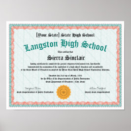 GED General High School Equivalable Diploma Copy Poster