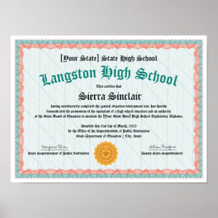 GED General High School Equivalable Diploma Copy Poster