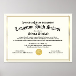 GED General High School Equivalency Diploma Copy Poster