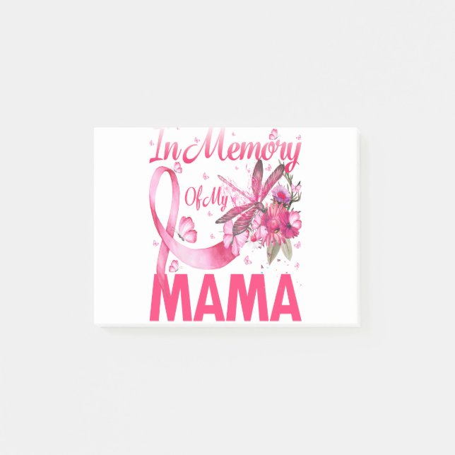 Gedächtnis für den Brustkrebs meiner Mama-Libellen Post-it Klebezettel (Vorderseite)