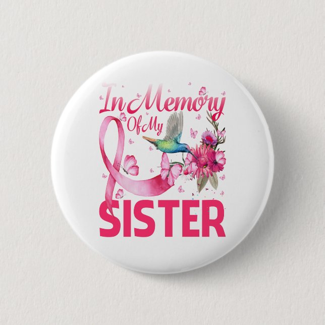 Gedächtnis für meinen Schwester Hummingbird Brustk Button (Vorderseite)