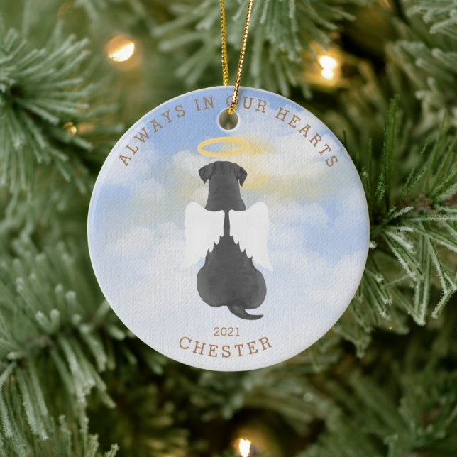 Gedächtnisangel Hunde Custom Foto Keramik Ornament (Baum)