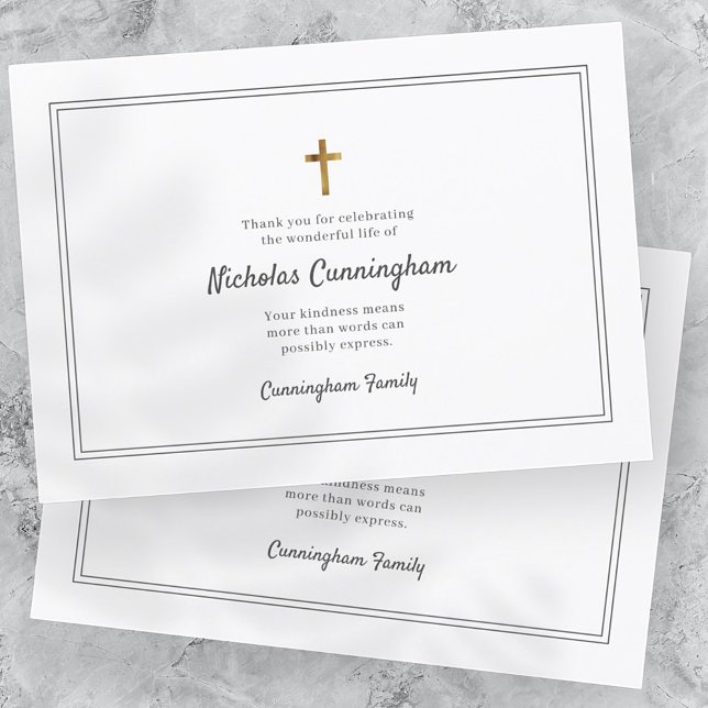 Gedächtnisbeerdigung Moderner, einfacher Rahmen Dankeskarte (Von Creator hochgeladen)