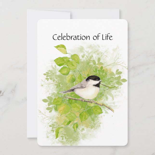 Gedächtnisdienst Einladung Chickadee Bird Tierart (Vorderseite)