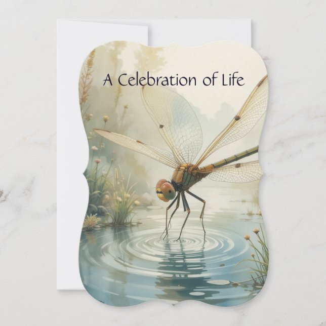 Gedächtnisdienst Einladung Dragonfly Wasserfarben  (Vorderseite)