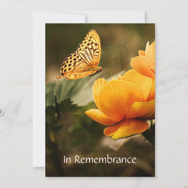 Gedächtnisdienst Einladung Orange Garden Butterfly (Vorderseite)