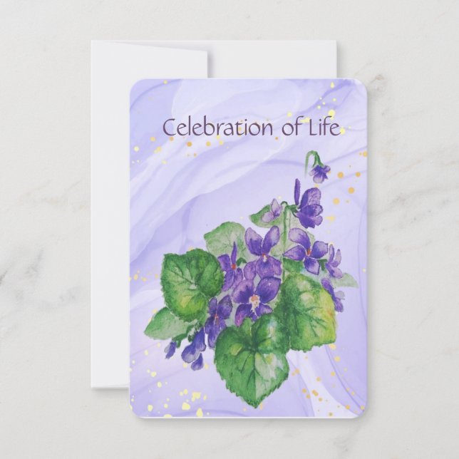 Gedächtnisdienst Einladung Watercolor Wild Violet (Vorderseite)