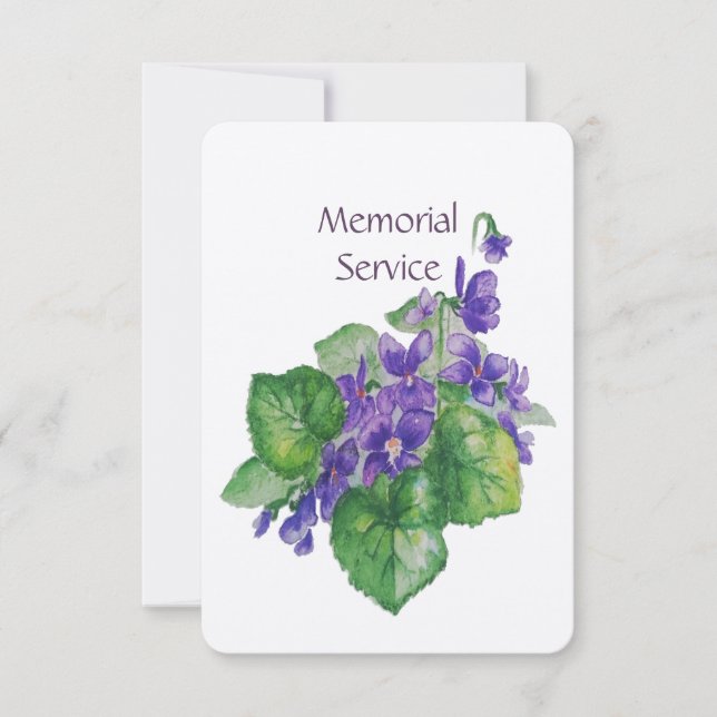 Gedächtnisdienst Einladung Watercolor Wild Violet (Vorderseite)