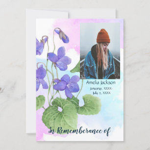 Gedächtnisdienst lädt Hummingbird Violet Floral ei Einladung