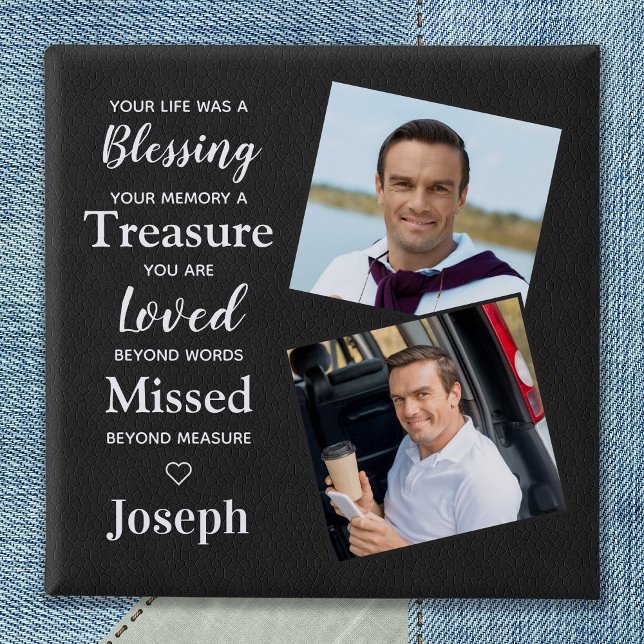 Gedächtniserinnerung Gedicht Imitate Leather Foto Button (Von Creator hochgeladen)