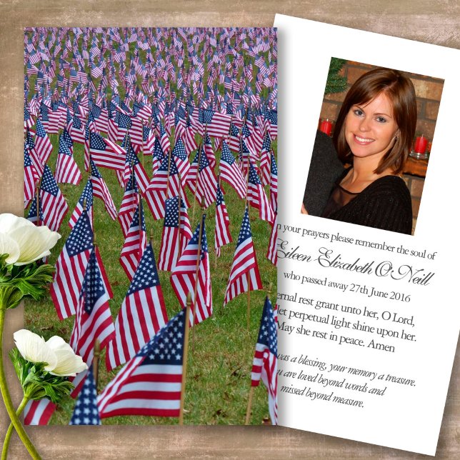 Gedächtnisfahnen Gebet-Sympathiekarten (military sympathy card, military prayer cards, funeral prayer card, death, military funeral cards)