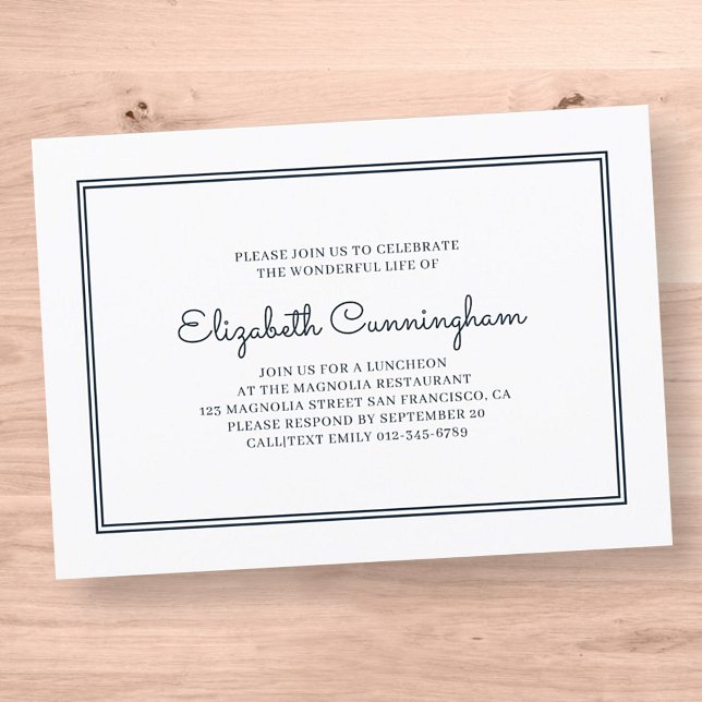 Gedächtnisfeier Modernes und einfaches Elegantes Einladung (Von Creator hochgeladen)