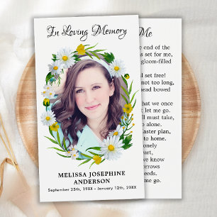 Gedächtnisfloral Daisy Picture Funerty Prayer Card