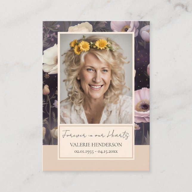 Gedächtnisflorale Foto Beerdigung Keepake Business Visitenkarte (Vorderseite)