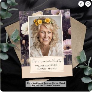 Gedächtnisflorale Foto Beerdigung Keepake Einladung