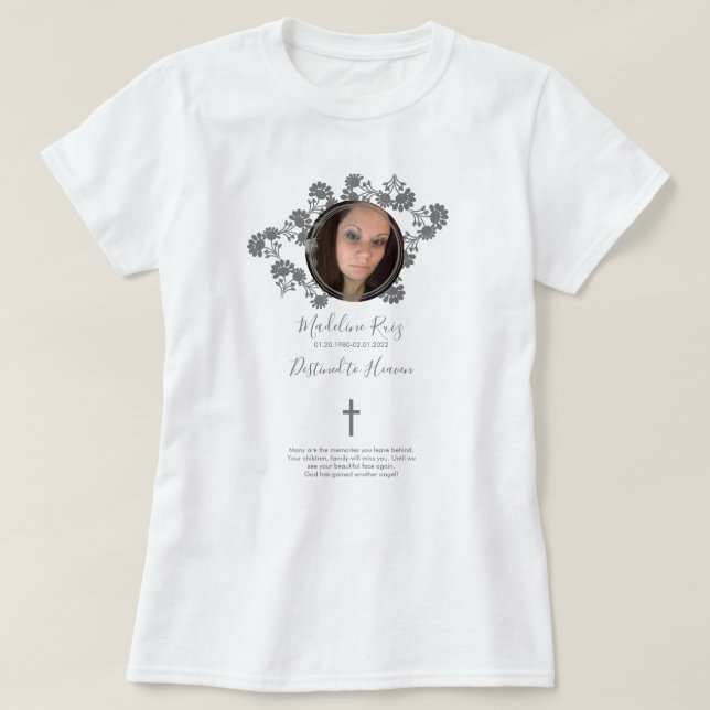 Gedächtnisfräsen Foto-Blumenmotiv T-Shirt (Design vorne)