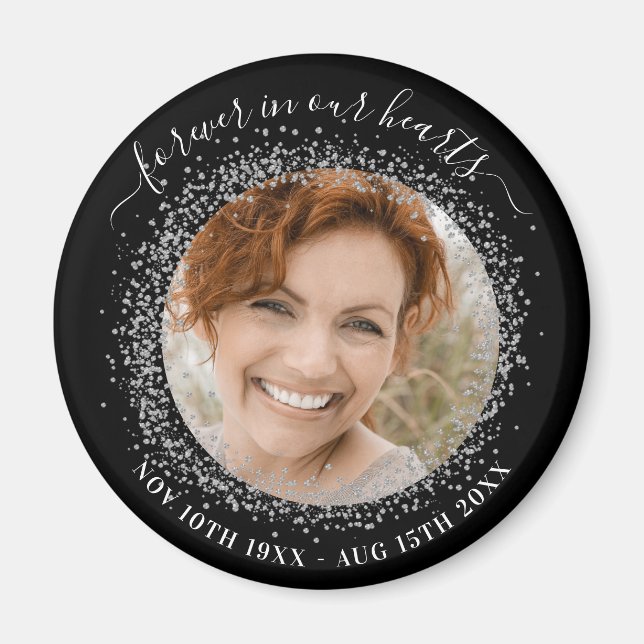 Gedächtnishafte Liebe von schwarzsilberem Foto Magnet (Vorne)