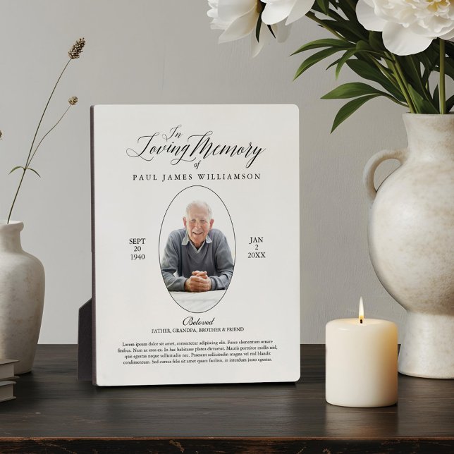 Gedächtnishalterung für das Gedächtnis in Schwarz/ Fotoplatte (Loving Memory Black/White Photo Memorial Keepsake Plaque)
