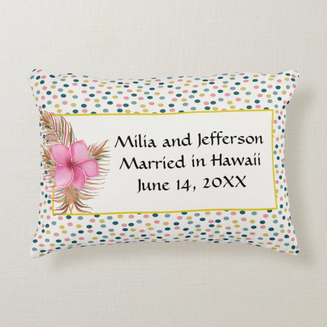 Gedächtnisstütze für Hochzeitdatum, gepunktet mit  Dekokissen (Vorderseite)
