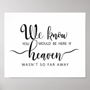 Gedächtnistisch Hochzeit, wenn der Himmel nicht so Poster