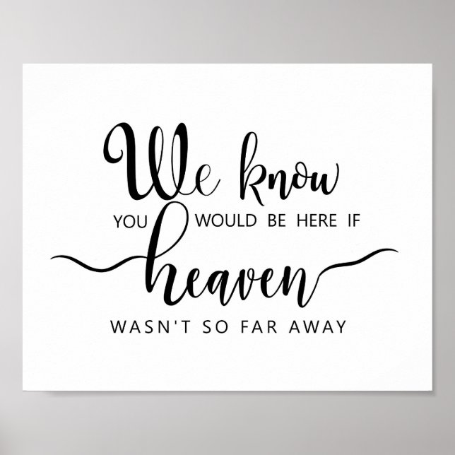Gedächtnistisch Hochzeit, wenn der Himmel nicht so Poster (Vorne)