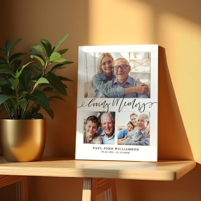 Gedächtnistraining für Erinnerung 3 Fotoplatte (Loving Memory 3 Photo Collage Memorial Keepsake Plaque)
