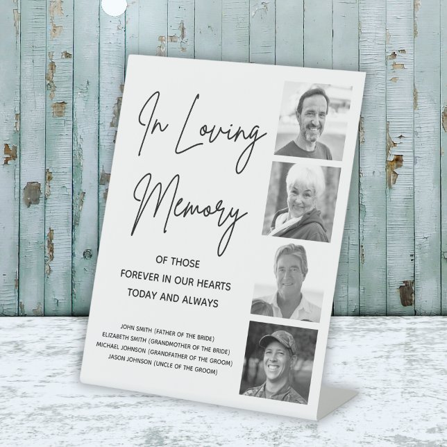 Gedächtnistraining zum Gedächtnis von Fotos und Na Sockelschild (In Loving Memory Photo & Names Wedding Memorial Pedestal Sign
)