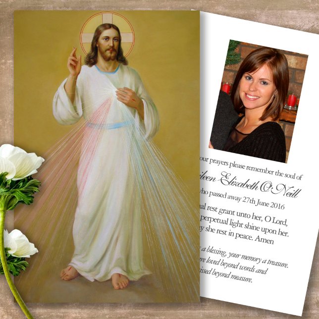 Gedächtnisverlust Göttliche Gnade Gebet Sympathie  (catholic, religious, celebration of life, in loving memory of, prayer cards for bereavement)