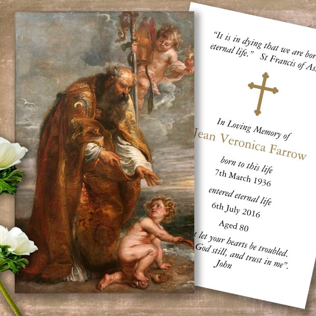 Gedächtnisverlust St. Augustine Gebet Sympathiekar (catholic, religious, celebration of life, in loving memory of, prayer cards for bereavement)
