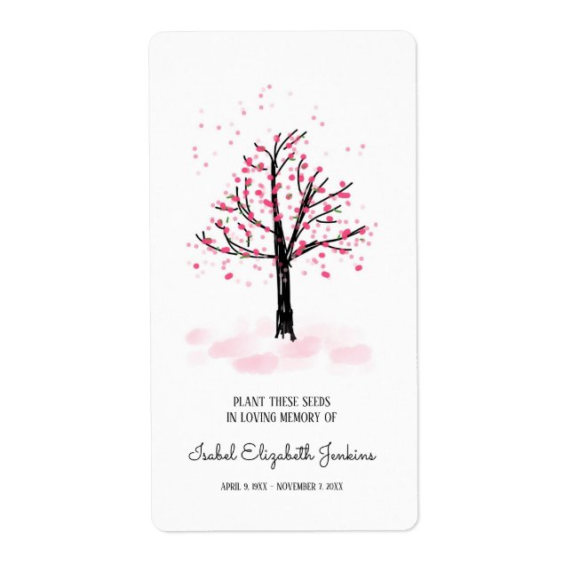 Gedächtniswurm Pink Blossom Tree Beerdigungsadress (Vorne)