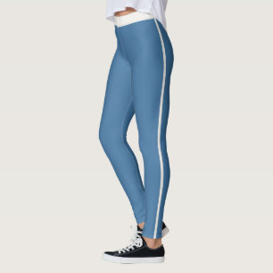 Gedämpfte blaue neutrale gestreifte personalisiert leggings