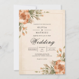Gedämpfte Blütenbogen-Hochzeit mit florierendem De Einladung