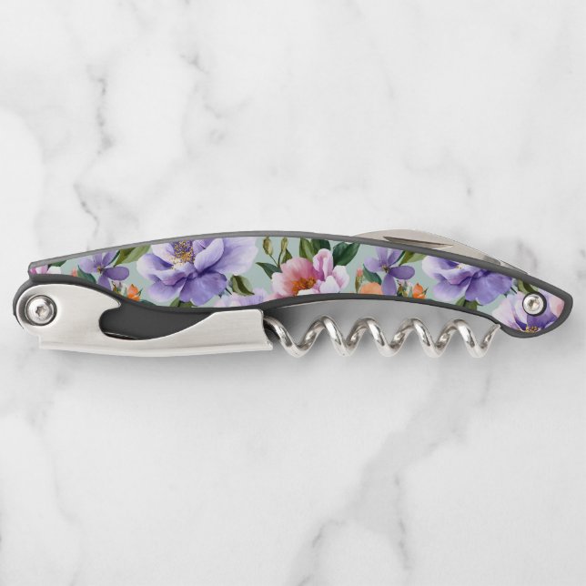 Gedämpfte bunte Blumen Boho-Blume  Kellnermesser (Vorderseite)
