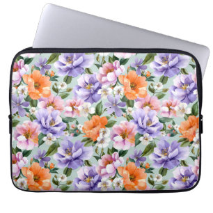 Gedämpfte bunte Blumen Boho-Blume Laptopschutzhülle